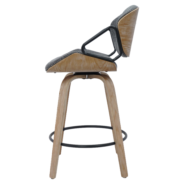 Σκαμπό Bar MIRALIS Σκούρο Γκρι/Φυσικό 52x52x93cm