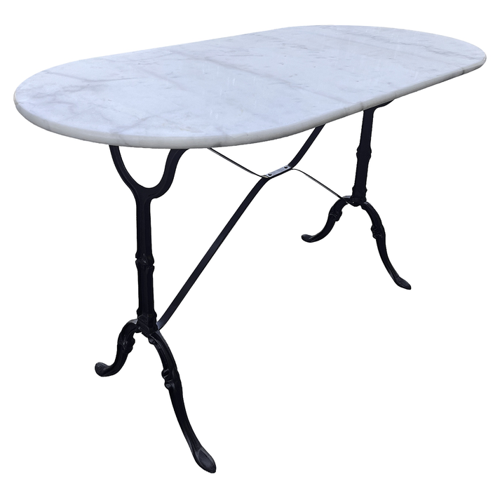 Τραπέζι Κήπου OVALIS Λευκό/Μαύρο Μάρμαρο/Μέταλλο 120x60x71cm