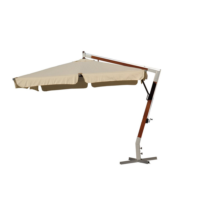 Γωνιακή Τετράγωνη Ομπρέλα 300 x 300cm ,Με Ξύλινο Κορμό ΕΚΡΟΥ