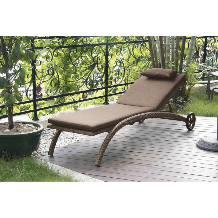 Rattan Ανακλινόμενη Ξαπλώστρα Με Ρόδες Σκελετός Αλουμινίου