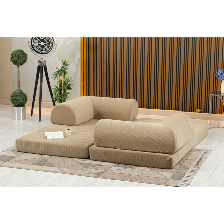 ΚΑΝΑΠΕΣ ΚΡΕΒΑΤΙ(PUFFY) ΔΙΘΕΣΙΟΣ ΠΟΛΥΜΟΡΦΙΚΟΣ ΧΡΩΜΑ ΜΠΕΖ 200*100*75ΕΚ.