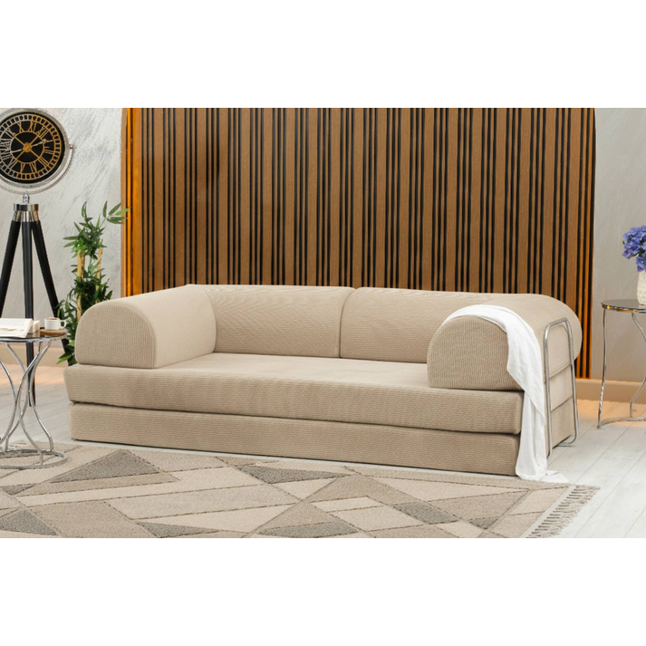 ΚΑΝΑΠΕΣ ΚΡΕΒΑΤΙ(PUFFY) ΔΙΘΕΣΙΟΣ ΠΟΛΥΜΟΡΦΙΚΟΣ ΧΡΩΜΑ ΜΠΕΖ 200*100*75ΕΚ.