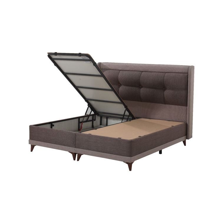 ΚΡΕΒΑΤΙ (VALERON) ΜΕ ΑΠΟΘΗΚΕΥΤΙΚΟ ΧΩΡΟ ΧΡΩΜΑ ΜΠΕΖ-ΚΑΦΕ ΓΙΑ ΣΤΡΩΜΑ 160*200