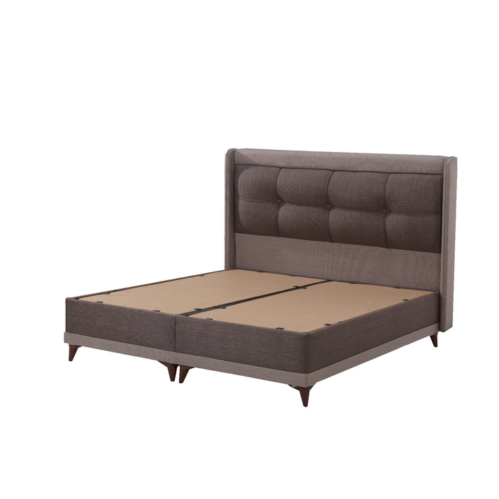 ΚΡΕΒΑΤΙ (VALERON) ΜΕ ΑΠΟΘΗΚΕΥΤΙΚΟ ΧΩΡΟ ΧΡΩΜΑ ΜΠΕΖ-ΚΑΦΕ ΓΙΑ ΣΤΡΩΜΑ 160*200