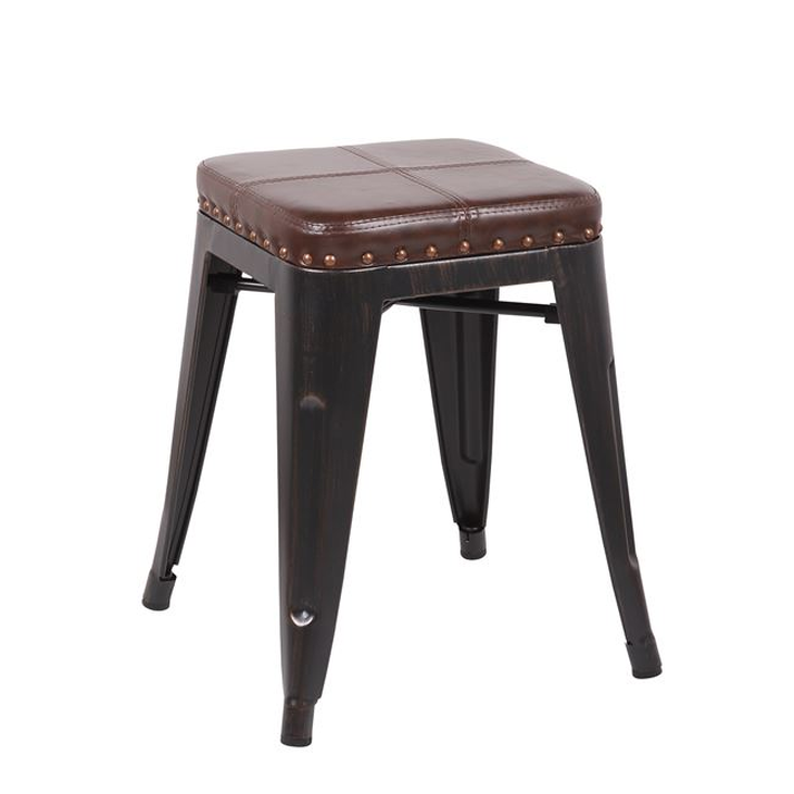 RELIX Σκαμπό-Pro, Στοιβαζόμενο, Μέταλλο Βαφή Antique Black, Pu Σκούρο Καφέ
