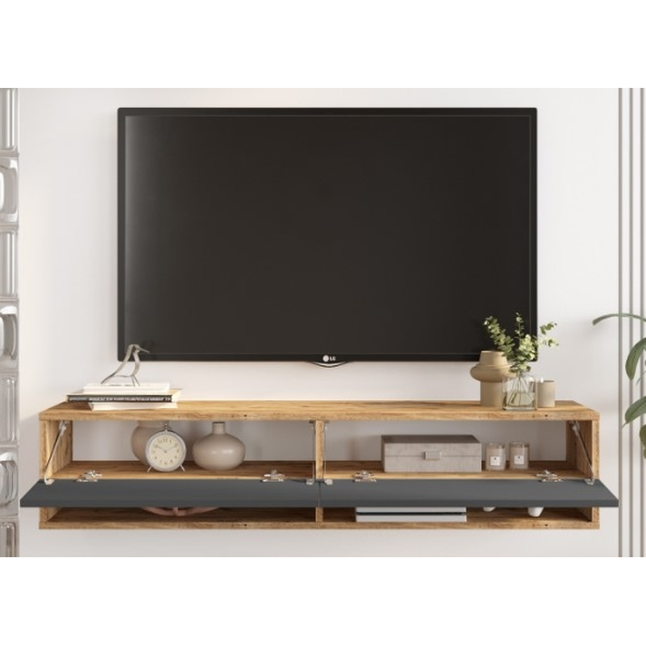 Έπιπλο Τηλεόρασης SOLVA Πεύκο/Ανθρακί Μοριοσανίδα 140x31.6x29.6cm