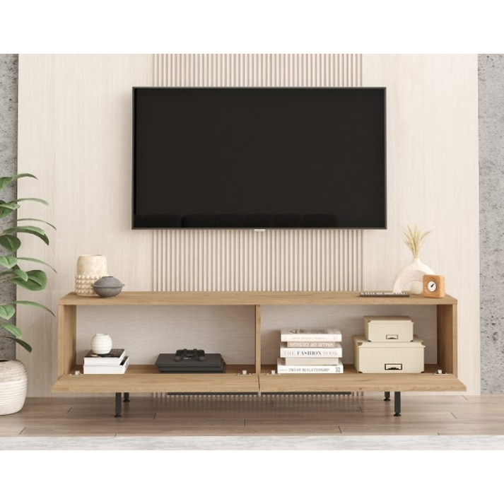 Έπιπλο Τηλεόρασης Φυσικό Μοριοσανίδα/Μέταλλο 160x35.5x45.1cm