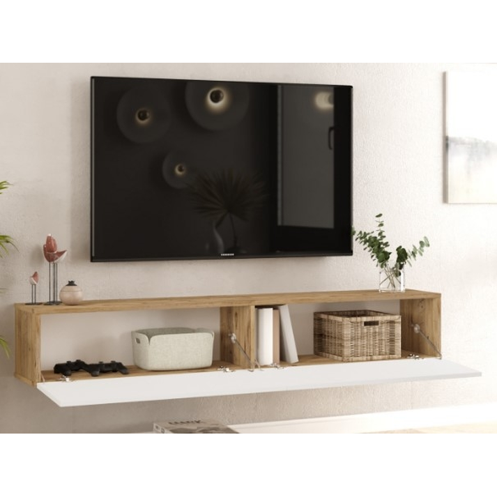 Έπιπλο Τηλεόρασης EILEANAN Πεύκο/Λευκό Με Σχέδιο Μοριοσανίδα/Μελαμίνη 180x31.6x29.6cm