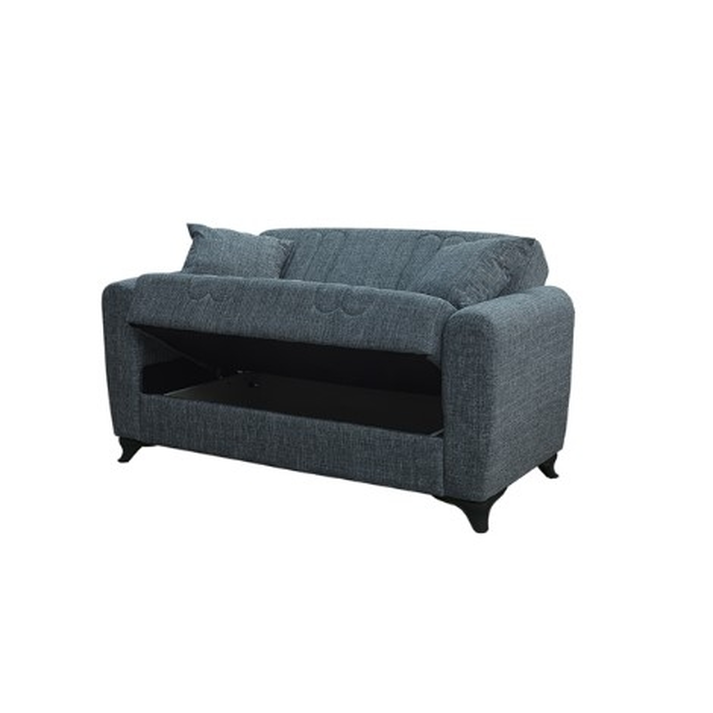 MELINA DARK GREY ΥΦΑΣΜΑ 2ΘΕΣΙΟΣ ΚΑΝΑΠΕΣ/ΚΡΕΒΑΤΙ ΜΕ ΑΠΟΘ.ΧΩΡΟ 150Χ80εκ.
