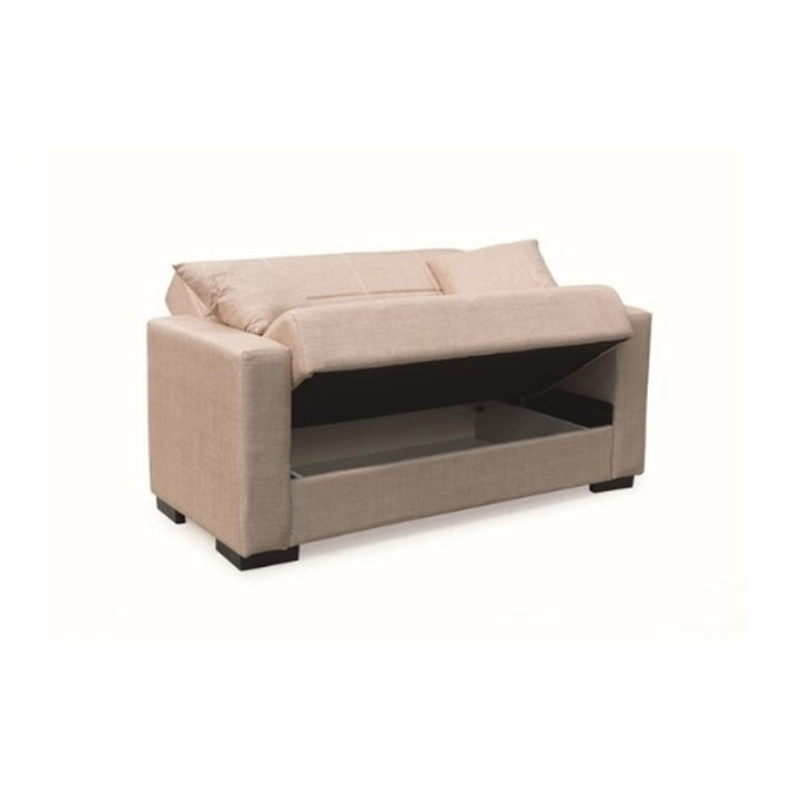 ROVER LIGHT BROWN ΥΦΑΣΜΑ 2ΘΕΣΙΟΣ ΚΑΝΑΠΕΣ/ΚΡΕΒΑΤΙ ΜΕ ΑΠΟΘ.ΧΩΡΟ 150Χ80εκ.