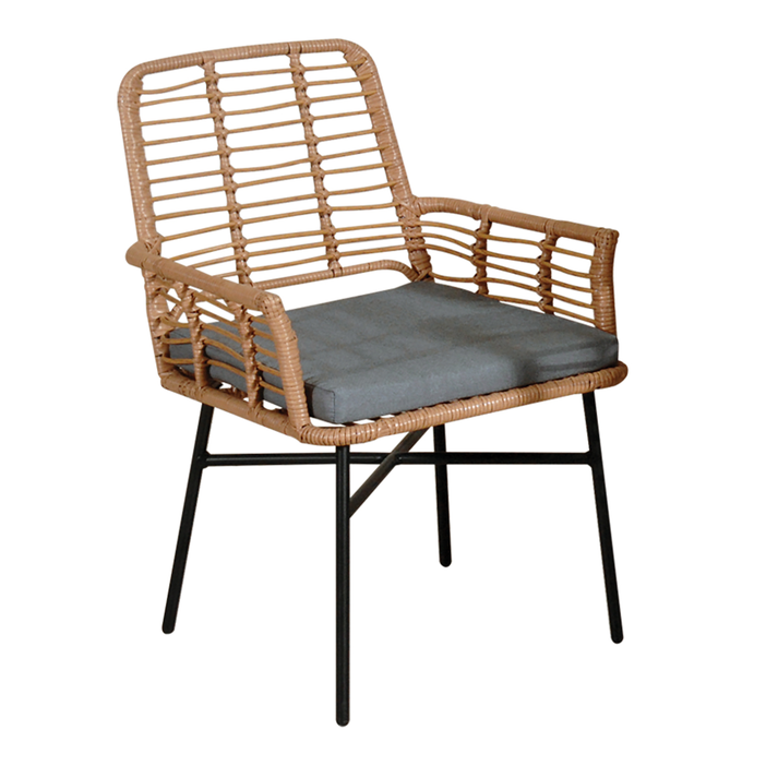 Μεταλλική Πολυθρόνα Με Συνθετικό Rattan Και Μαξιλάρι