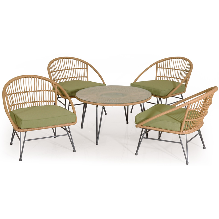 Rattan Καθιστικό Σετ Με Μεταλλικό Σκελετό, 5 Τεμαχίων