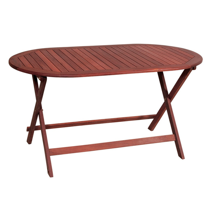 Ξύλινο Οβάλ Πτυσσόμενο Τραπέζι Red Shorea 140 x 80 x H75cm