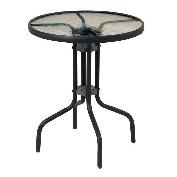 Στρογγυλό Μεταλλικό Τραπέζι Με Τζάμι 60 x 70(h)cm