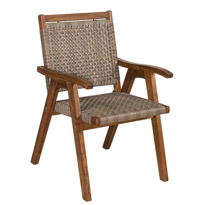 Ξύλινη Πολυθρόνα Acacia Wood Με Rattan 63Χ57Χ90