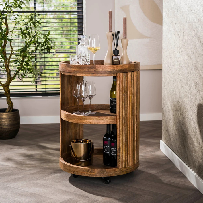 Wave Round Mango Wood Bar Stool 55x79 cm