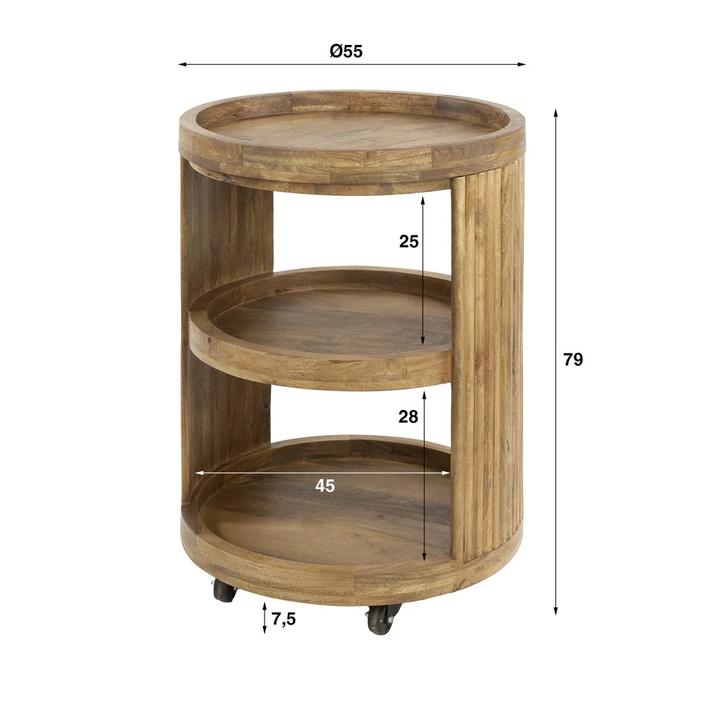 Wave Round Mango Wood Bar Stool 55x79 cm