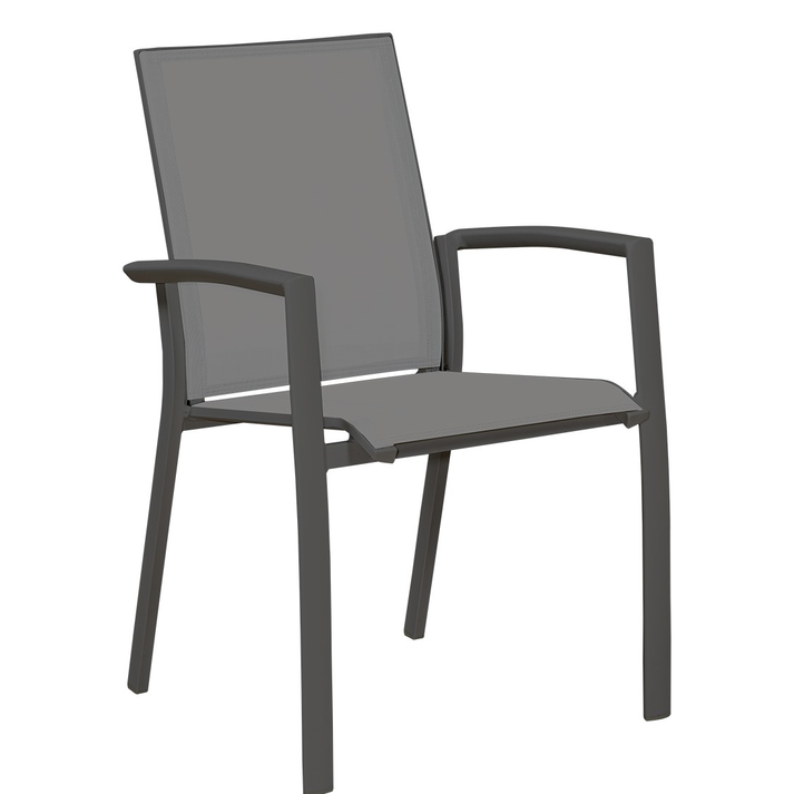 SIENNA Γκρί Πολυθρόνα Αλουμινίου Με Διάτρητο Ύφασμα