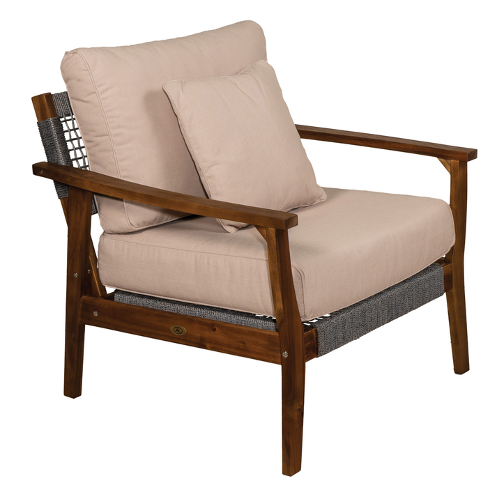 Ξύλινο Καθιστικό Σέτ Acacia Wood Με Σχοινί PR1624 ,Σέτ 3 Τεμαχίων