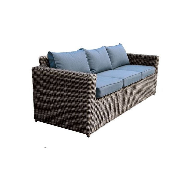 ARIZONA 3Θέσιος Καναπές Κήπου ALU, 4mm Half-Round Wicker Grey Brown, Μαξιλάρια Ανθρακί
