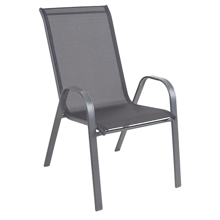 Γκρί Μεταλλική Στοιβαζόμενη Πολυθρόνα Με Textilene Ύφασμα 55 x 73 x 92(h)cm