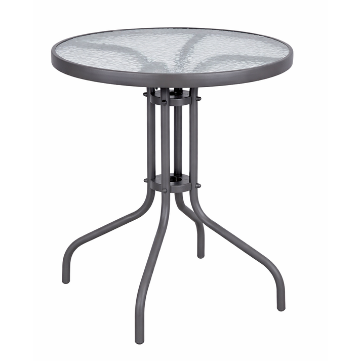 Στρογγυλό Μεταλλικό Τραπέζι Με Τζάμι 60 x 70(h)cm