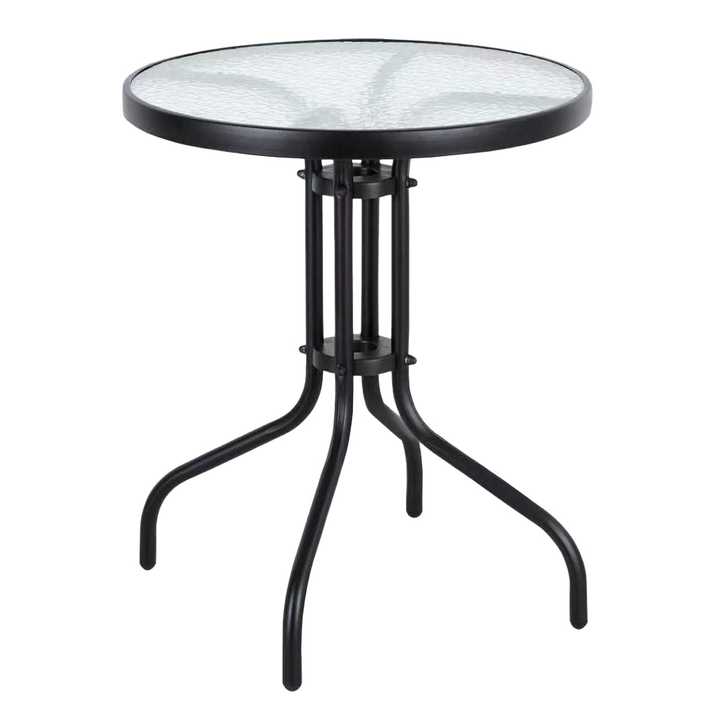 Στρογγυλό Μεταλλικό Τραπέζι Με Τζάμι 60 x 70(h)cm