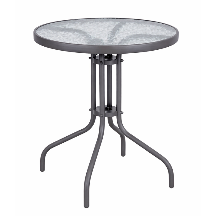 Στρογγυλό Μεταλλικό Τραπέζι Με Τζάμι 80 x 70(h)cm