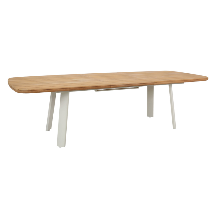 MONEMVASIA Επεκτεινόμενη Τραπεζαρία Αλουμινίου Σέτ 7 Τεμαχίων Με Ξύλο Teak Και Μηχανισμό Αναδίπλωσης Πλάτης Στίς Πολυθρόνες 210/270 x 101 x 74,5cm