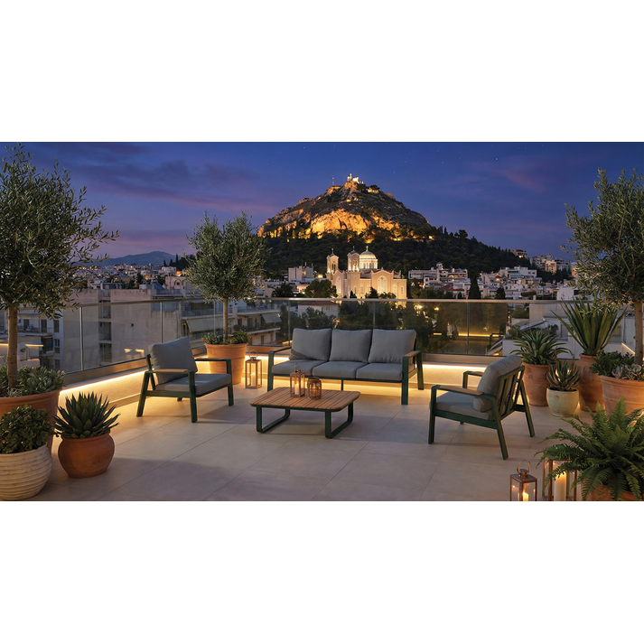 Καθιστικό Κήπου Σέτ 4 Τεμαχίων Με Αλουμίνιο Σκελετό Και Teak Ξύλο