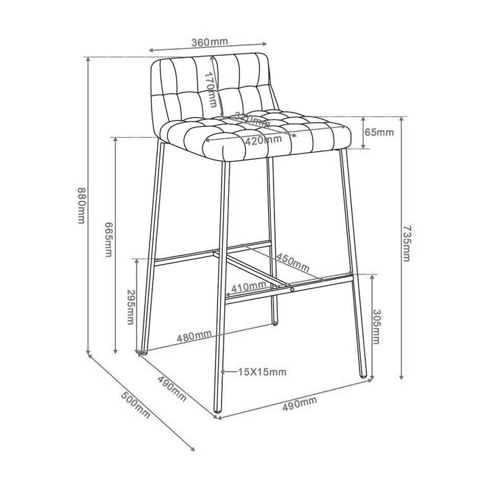 MERLO ΣΚΑΜΠΟ BAR ΛΑΔΙ 49x50x88cm