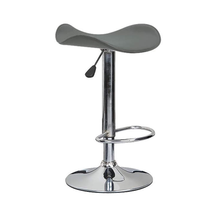 SADDLE Σκαμπό BAR, Βάση Χρώμιο, Pvc Γκρι, Ρύθμιση Ύψους, Περιστρεφόμενο