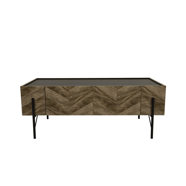 PARKE COFFEE TABLE ΜΑΥΡΟ ΦΥΣΙΚΟ ΜΕ PATTERN ΜΑΥΡΟ 120x63x45