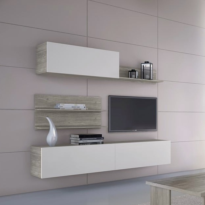 Living Room TV Composition Melamine-Lacquer Greek Made 202x26x32 SRS NO2D