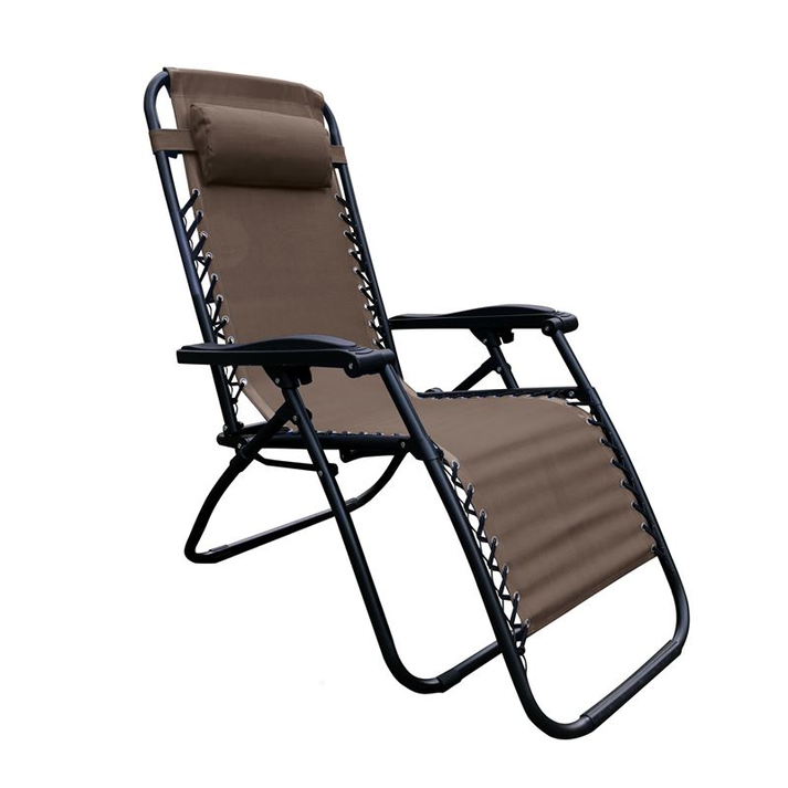 SUPER RELAX Πολυθρόνα με Υποπόδιο, Μέταλλο Βαφή Μαύρο, Textilene Καφέ