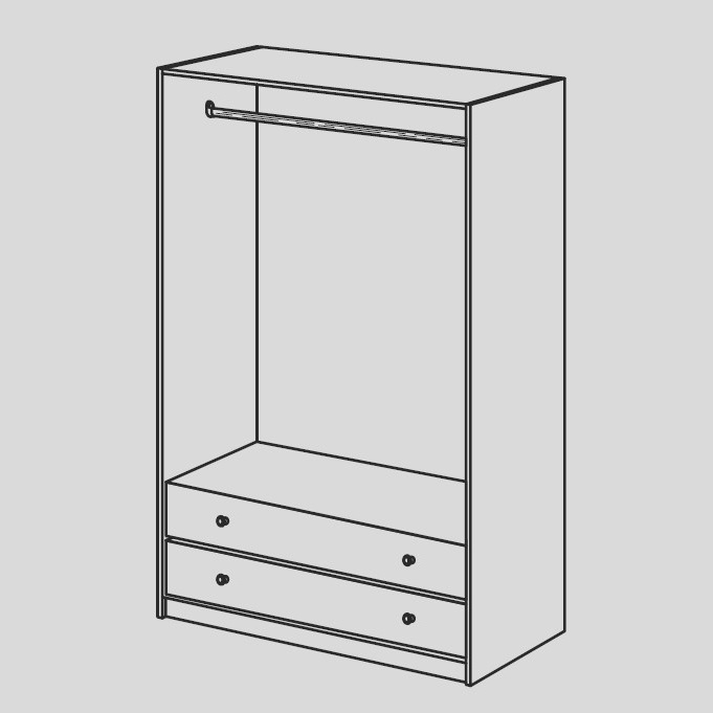 Ντουλάπα 2Φυλλη Ελληνικής Κατασκευής 90x60xH180cm