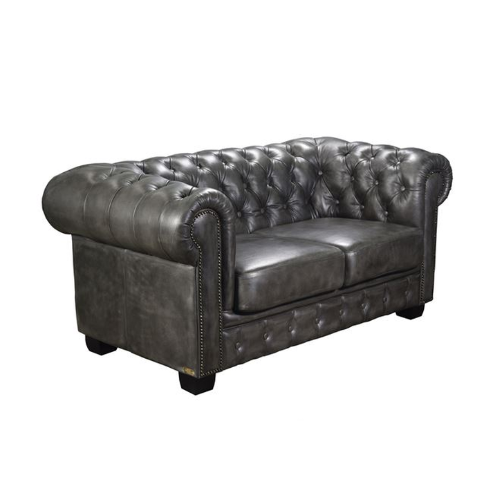 CHESTERFIELD Birmingham Kαναπές 2Θέσιος Σαλονιού Καθιστικού, Δέρμα Antique Grey