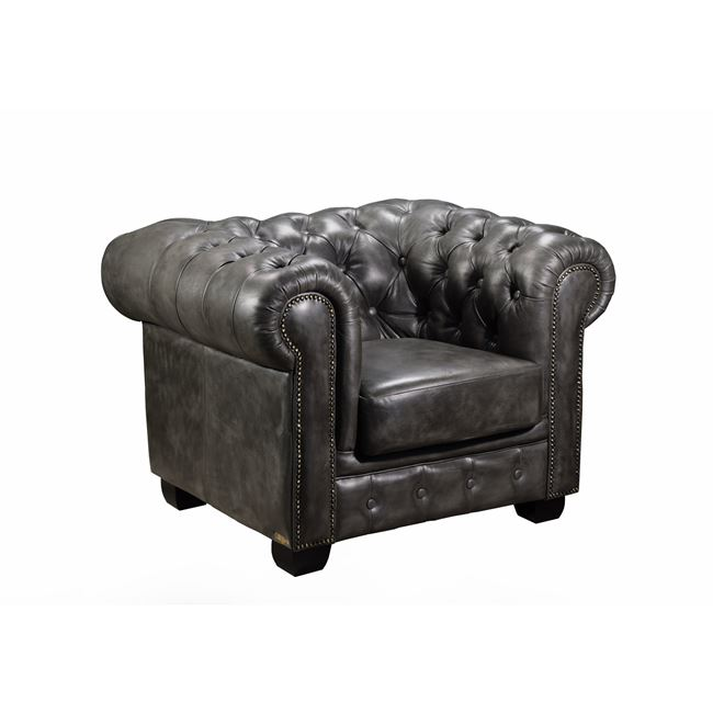 CHESTERFIELD Birmingham Πολυθρόνα Σαλονιού Καθιστικού, Δέρμα Antique Grey