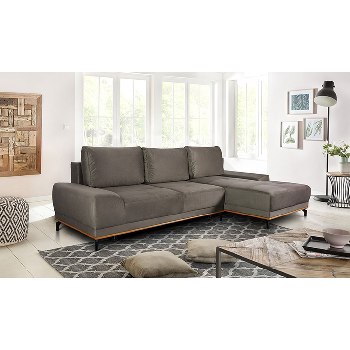 NATURA ΚΑΝΑΠΕΣ ΚΡΕΒΑΤΙ ΓΩΝΙΑ ΔΕΞΙΑ TAUPE 283x164x90