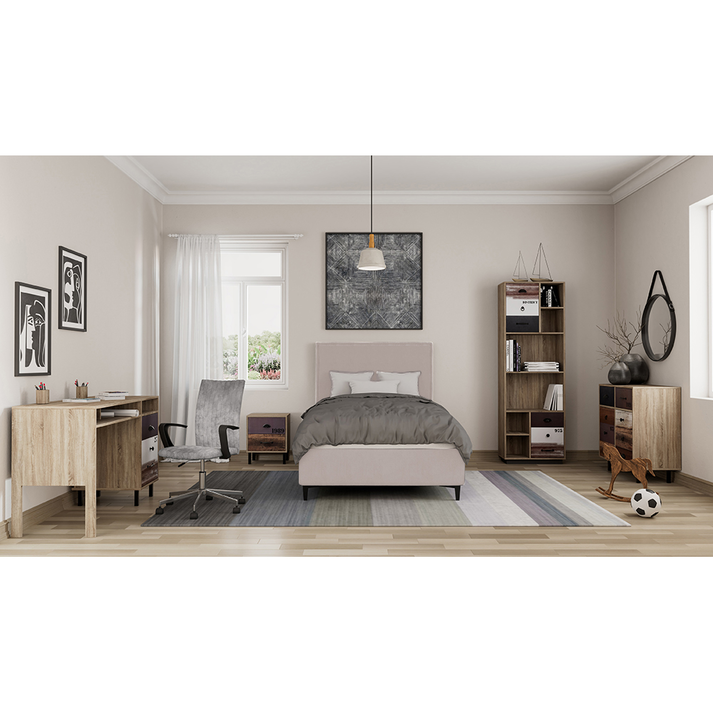 FRAME ΚΡΕΒΑΤΙ ΜΕ ΑΠΟΘΗΚ. ΧΩΡΟ (ΓΙΑ ΣΤΡΩΜΑ 120x200cm) BEIGE 16-854 208x127x121
