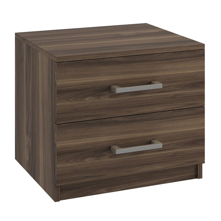 LIFE-W Κομοδίνο με 2 Συρτάρια, Απόχρωση Καρυδί