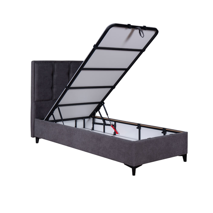 PIANO ΚΡΕΒΑΤΙ ΜΕ ΑΠΟΘΗΚ. ΧΩΡΟ (ΓΙΑ ΣΤΡΩΜΑ 90x200cm) ΓΚΡΙ 07-780 207x97x115