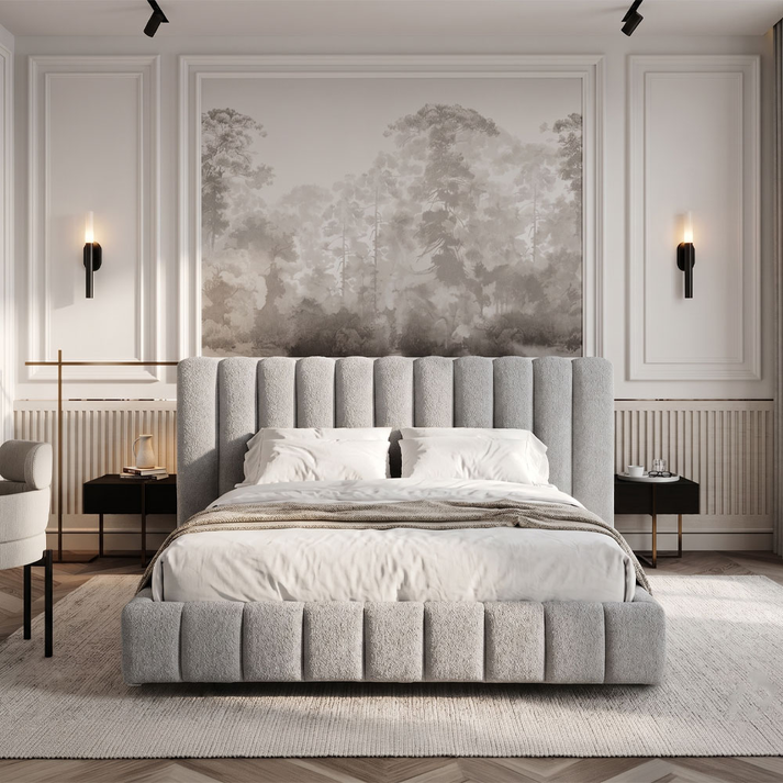 SAVAGIAR ΚΡΕΒΑΤΙ (ΓΙΑ ΣΤΡΩΜΑ 160x200cm) ΓΚΡΙ 210.5x220.5x109.7cm