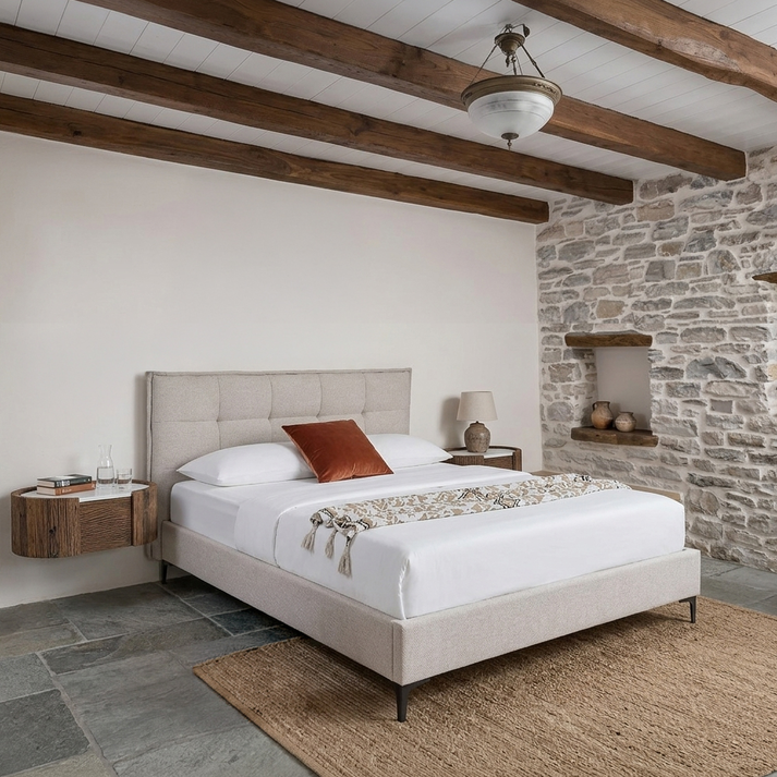 Button κρεβάτι (για στρώμα 160x200cm) beige 183x217x112cm