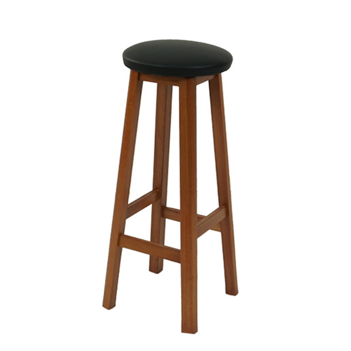 Ξύλινο Σκαμπό Μπαρ Οξιά / Δερματίνη Ø30xH77cm