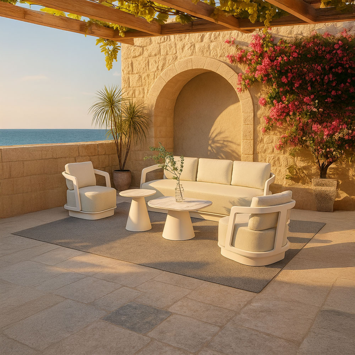 TORRE ΣΑΛΟΝΙ SET 1+2+2 OFF WHITE