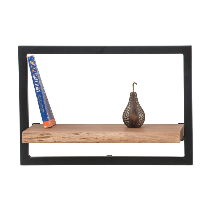 LIZARD Frame Ράφι Μέταλλο Βαφή Μαύρο, Ξύλο Ακακία Φυσικό