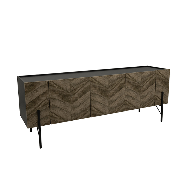 PARKE TV STAND ΜΑΥΡΟ ΦΥΣΙΚΟ ΜΕ PATTERN 160x43x60