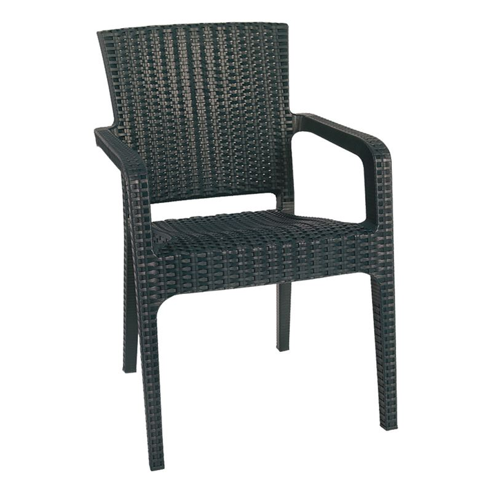 LORA Πολυθρόνα Κήπου Στοιβαζόμενη, PP (Rattan Look) Απόχρωση Ανθρακί