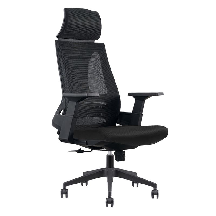 BF8750 Πολυθρόνα Γραφείου Διευθυντή, Mesh Μαύρο, Ύφασμα Μαύρο